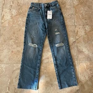 Zara High Waisted Straight Leg Jeans